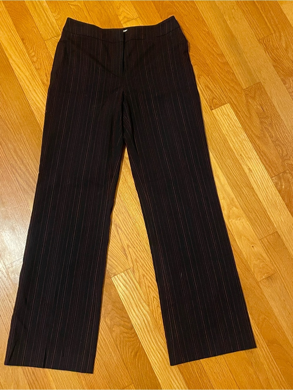 LOFT Black Pinstripe Straight-Leg Dress Pants